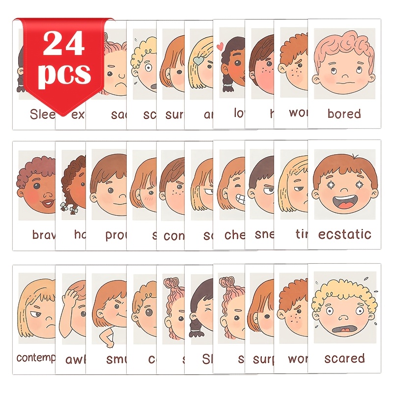 TEMU 24pcs Emotional Card Making Kit, Whimsical Scrapbook Cards, Cute Illustration Craft Supplies, Stationery, Home Indoor Decor, Suitable For