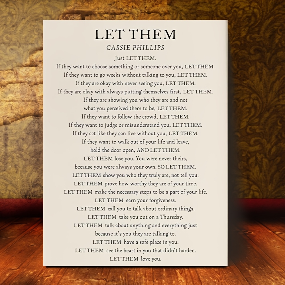 

1pc Vintage-inspired 'let ' Poem Canvas Wall Art, 11.8x15.7in With Wooden Frame - Elegant Decor, No Power Needed, Featherless, Vintage Wall Art