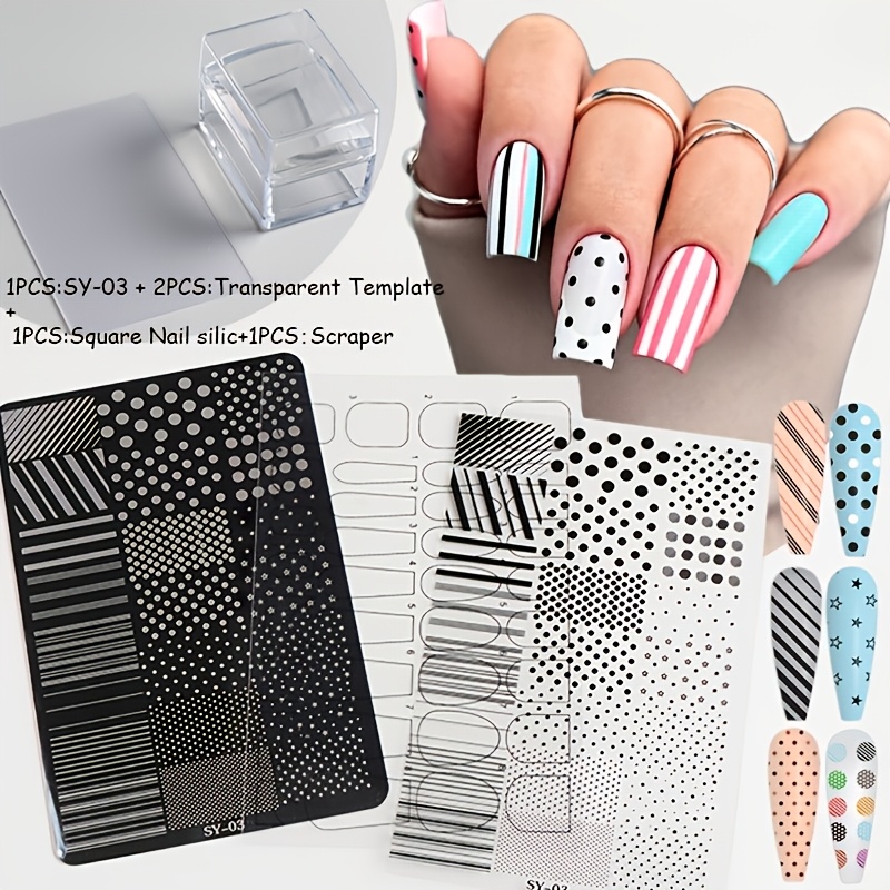 TEMU Plaque de stamping pour ongles réutilisable WGOMM avec modèles multi- - Compatible avec les à , rayures, étoiles, outil de transfert pour art