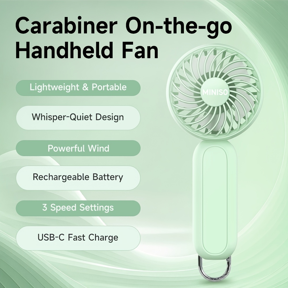 rechargeable battery handheld fan with carabiner clip desktop and personal use for outdoor travel camping hiking makeup gifts for girlfriend or boyfriend Product details 3