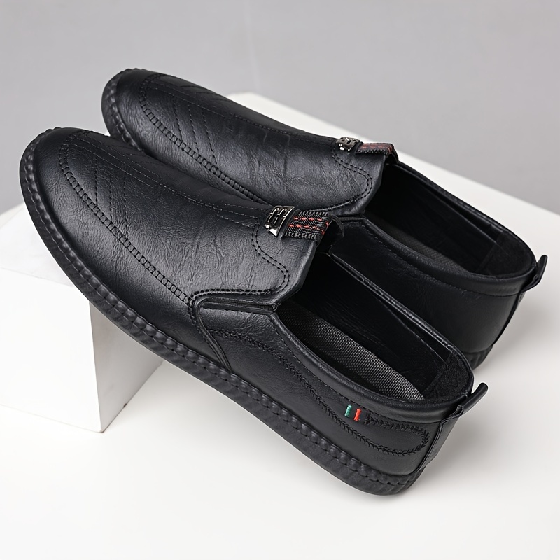 

Men's Solid Color Slip On Microfiber Upper Loafer Shoes, Comfy Non Slip Casual Durable Walking Shoes, Men's Office Footwear