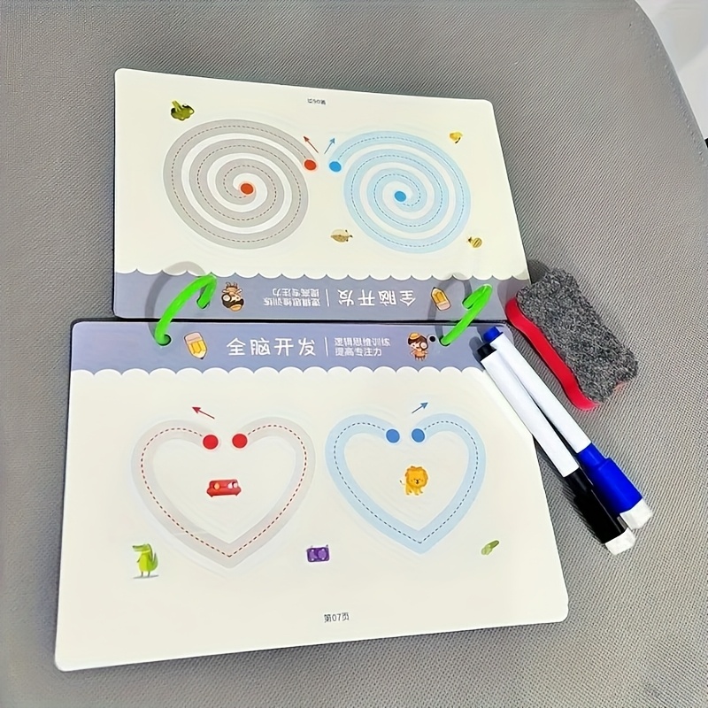 36-page reusable educational workbook set with 4 pens and an eraser, featuring erasable stickers - perfect for children's drawing and control training, ideal for New Year gifts (2025) and Christmas presentsChristmas stocking stuffers,Christmas