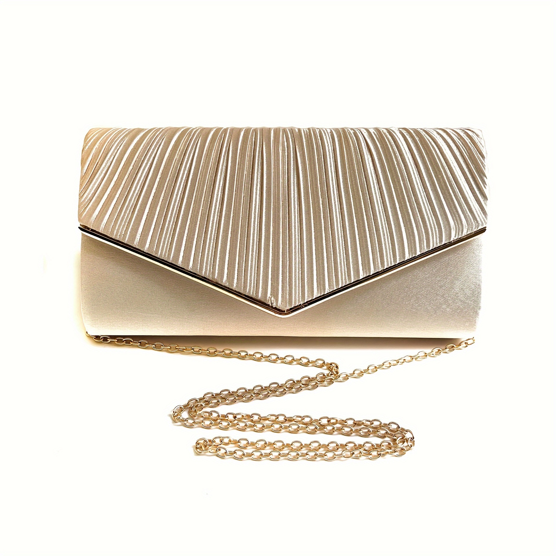 TEMU Elegant Pleated Clutch With Thin Edge Trim, An Essential Evening Bag For Dinner Parties And , A Valentine's Day Gift