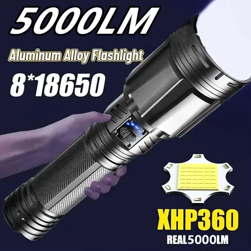 5000lm xhp360 high power led flashlight powerful torch rechargeable super long range outdoor emergency camping lantern