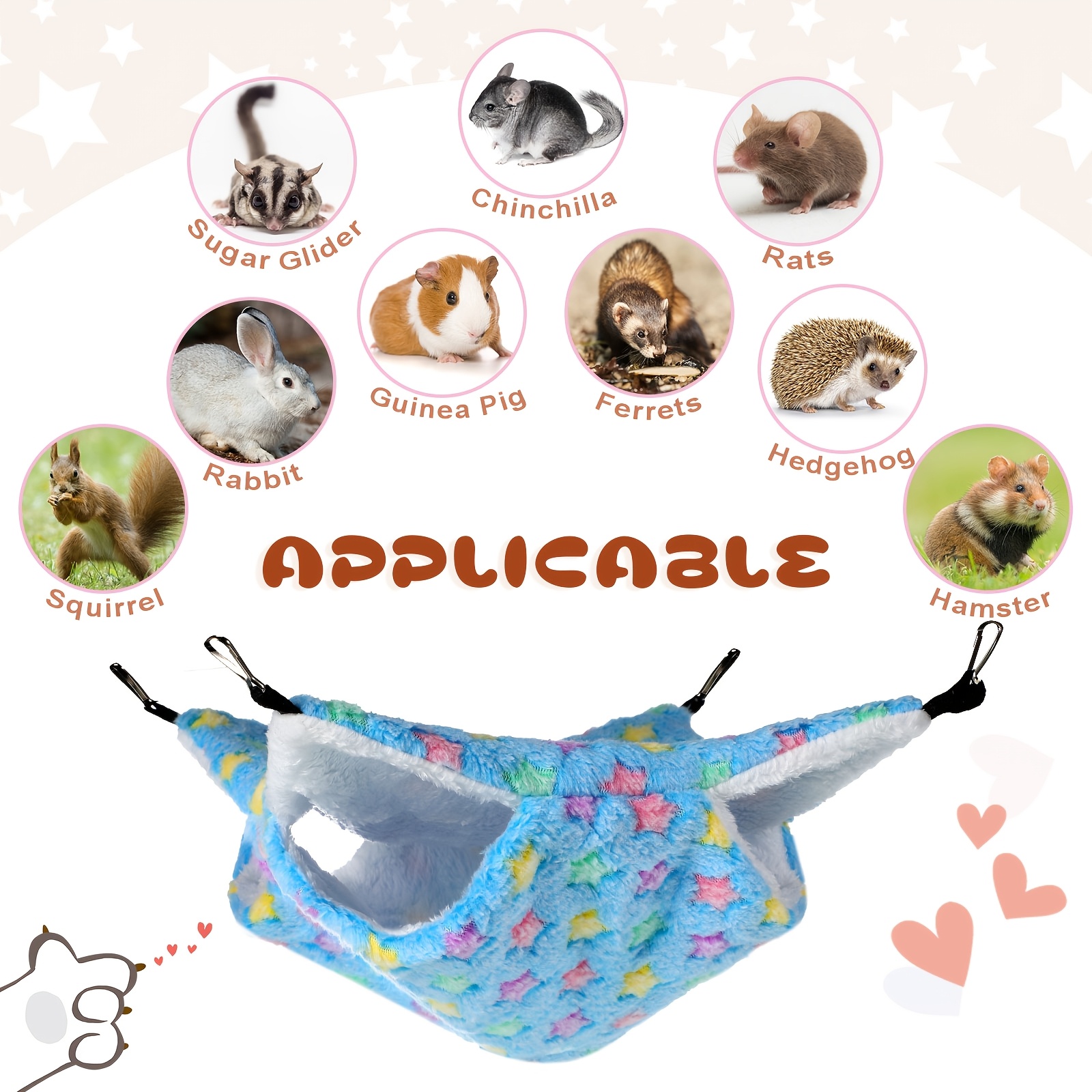 4pcs Small Animal Hanging Hammock Double Layer Bunk Bed