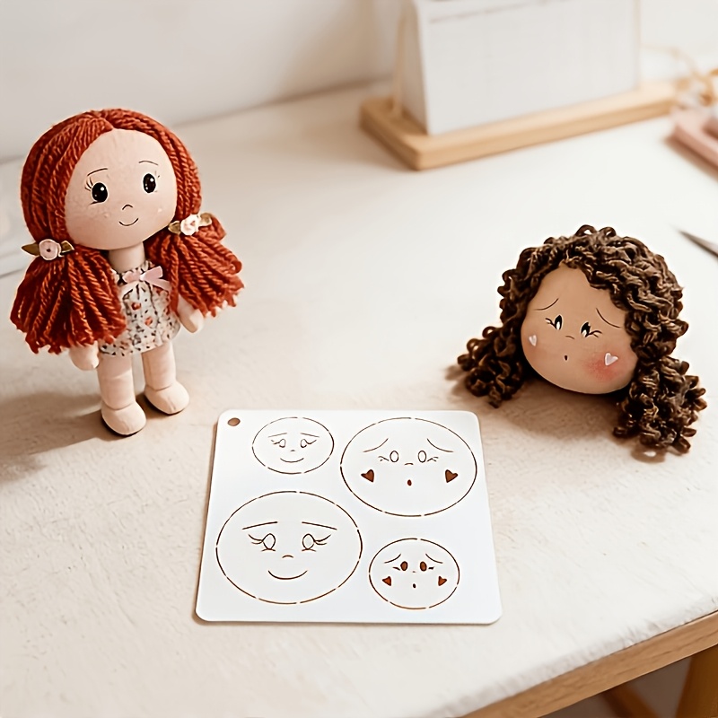 TEMU Plantillas de Patchwork de - 4 Diseños Faciales Únicos, Tamaños Variados, Mostrando Patrones Exclusivos, Adecuado para Muñecas, Sin Estilos ,