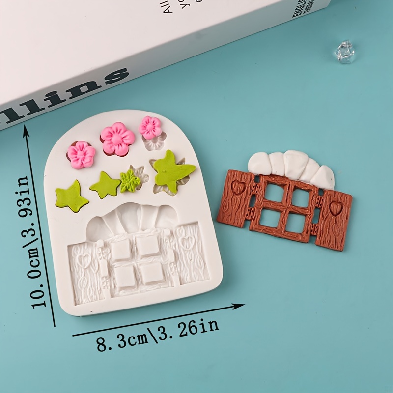 Wood Hut, Flowers, Mushrooms Silicone Mold Fondant Cake Mold Kitchen Utensils Baking Tools Cupcake Top Decoration Wedding Birthday Party Decoration Mold Reusable