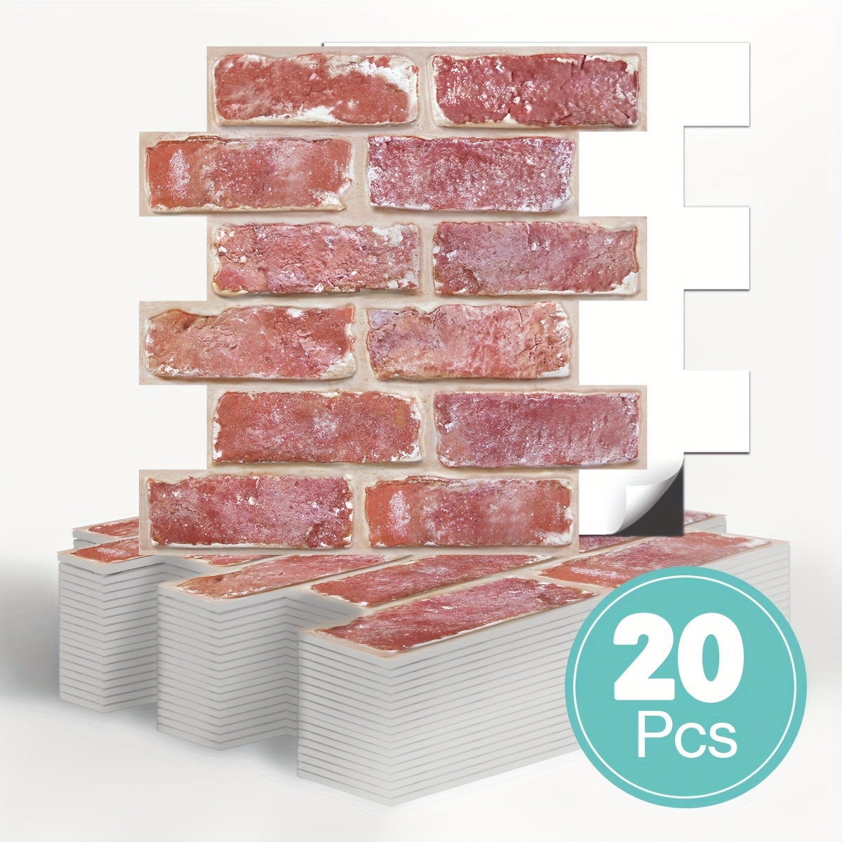 Image of 20pcs Brick Wall Panels, 3d Self-adhesive Wall Stickers, , 30 X 30 Cm, Small Size Thin Pvc Brick Tiles, For Kitchen, For Wall Decoration Of Rental Houses, Rvs And Farmhouses