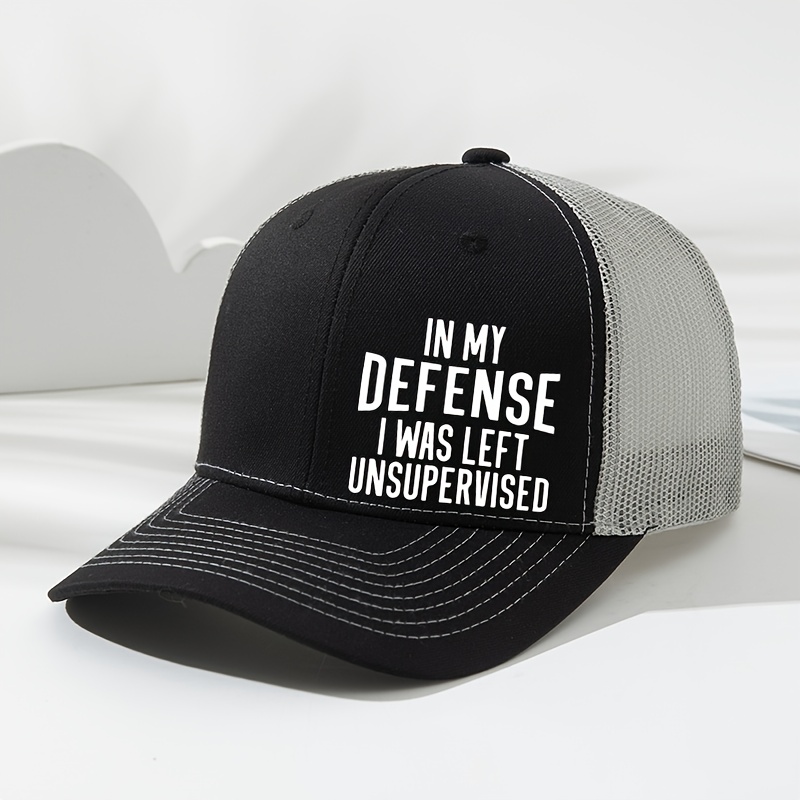 TEMU Adjustable "in My I Was " Cap - Black & White Design, Lightweight Polyester, Curved Brim For Fit, Ideal For Sports, Fishing,, And Group