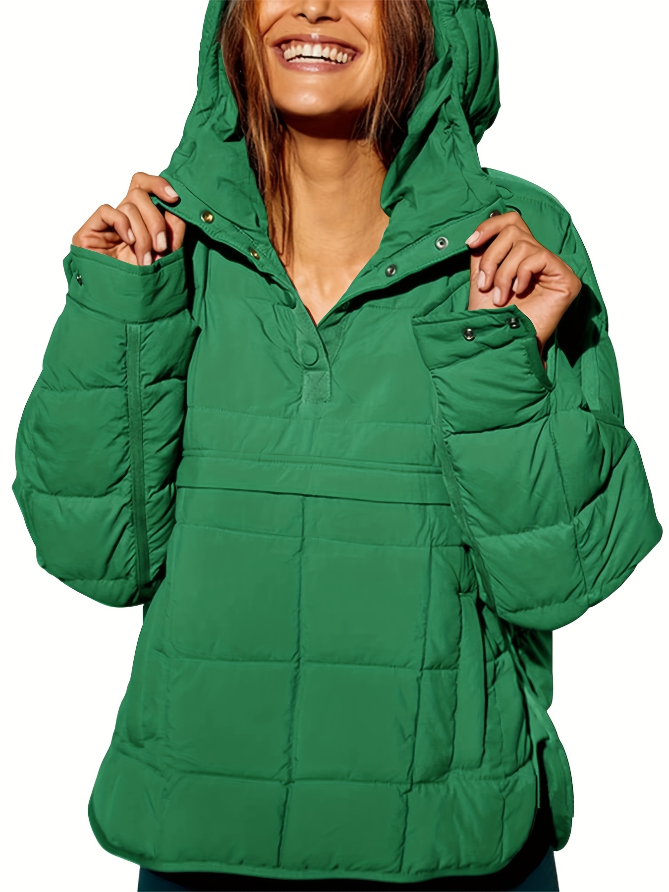 Women's Long Sleeve Lapel Zip Up Puffer Jacket Loose Short Winter Down Coats Solid Color Padded Coat Outerwear