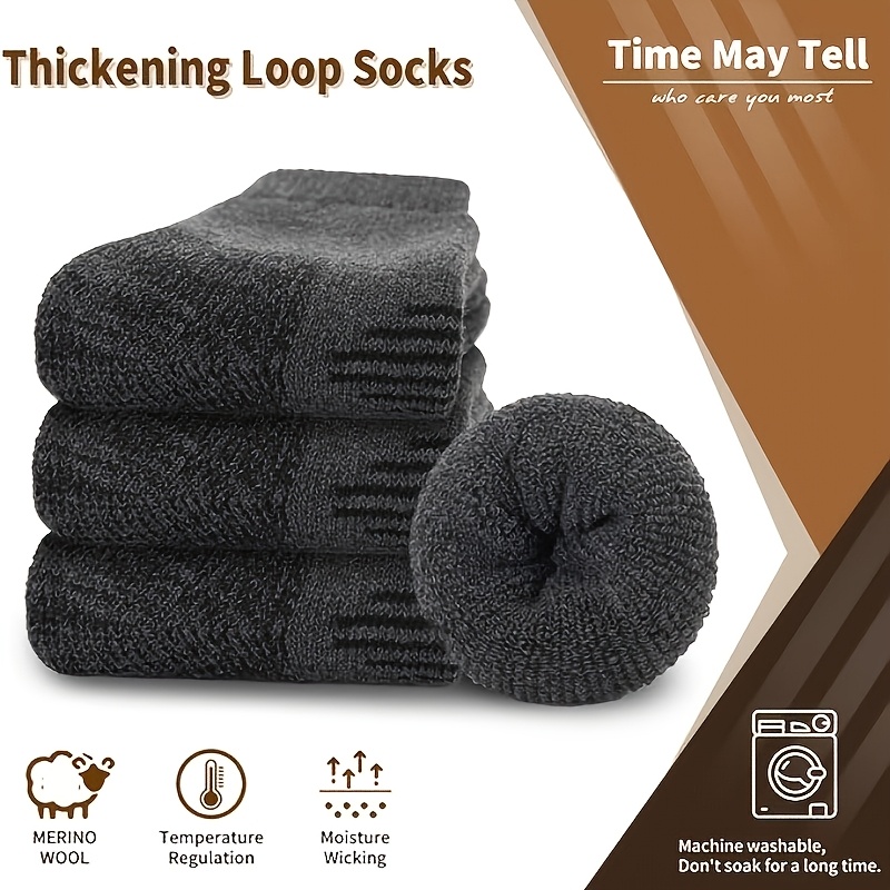 3 Pairs Men's Wool Hiking Cushioned Socks