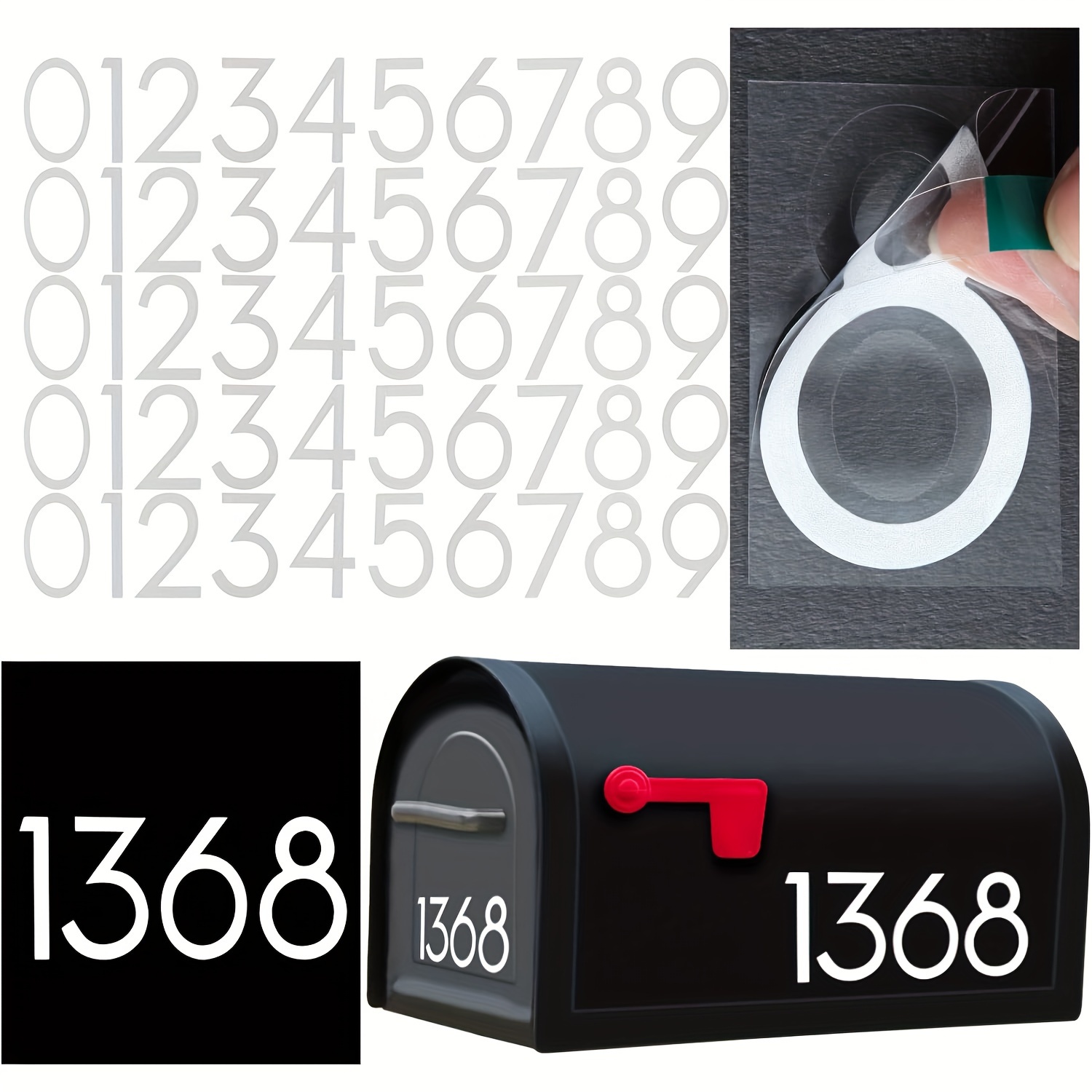 

10pcs Reflective Waterproof Vinyl Mailbox Numbers Stickers, 3-inch Self-adhesive, For Outdoor & Indoor Use, No Electricity Needed, For Mailbox, Door, Garbage Bin Identification