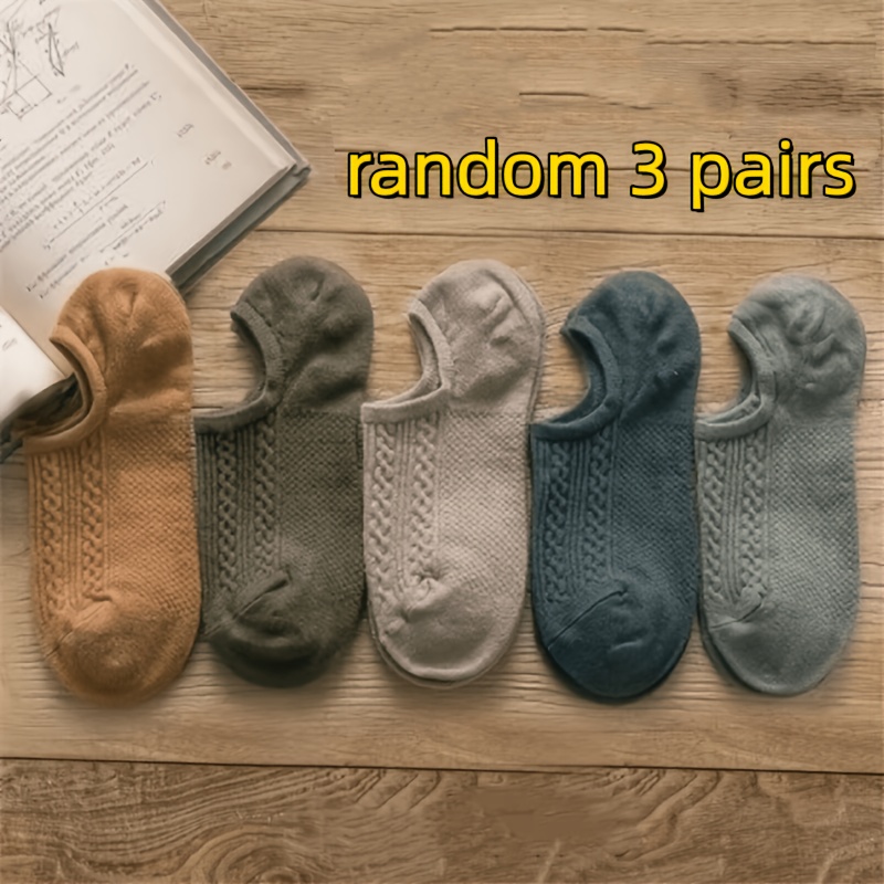E-shop 3 Paar unsichtbare Socken mit Liner | Atmungsaktives Strickgewebe, Unifarben, minimalistischer Stil, Strickstruktur, bequem für alle