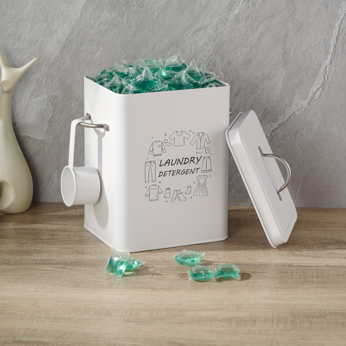 *. Waschmittelbehlter und Aufbewahrungsbehlter fr Waschperlen aus Metall  mit Deckel, Lffel und Etikett - Waschmittel-Aufbewahrungsbox und  Aufbewahrungsbehlter aus Kunststoff fr Waschmittel, ...