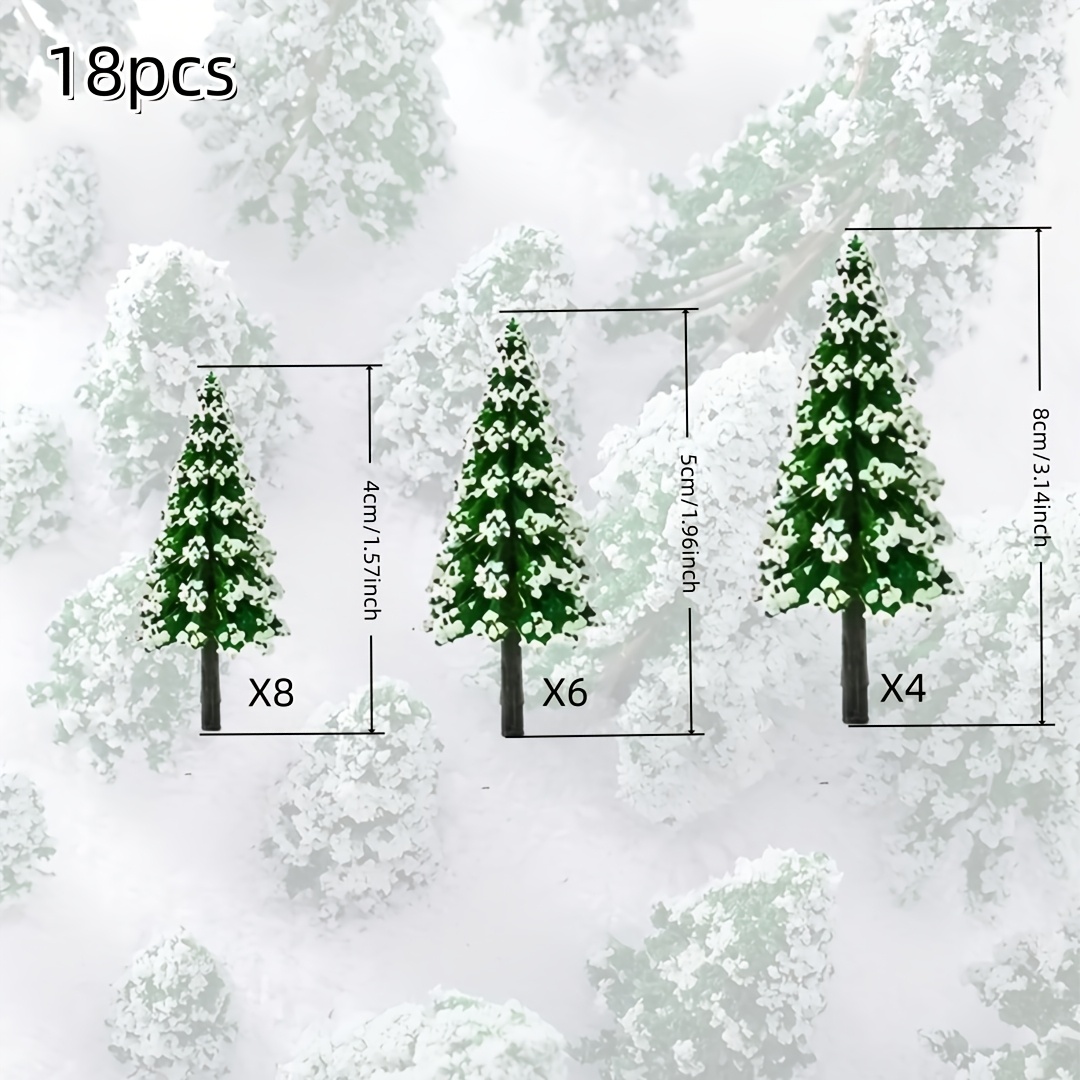 TEMU 18pcs Set Of Snow-covered Artificial Cedar Ornaments â Plastic Mini Pine Branches With Cedar-shaped Snow, Easy To Assemble, No Glue/electricity