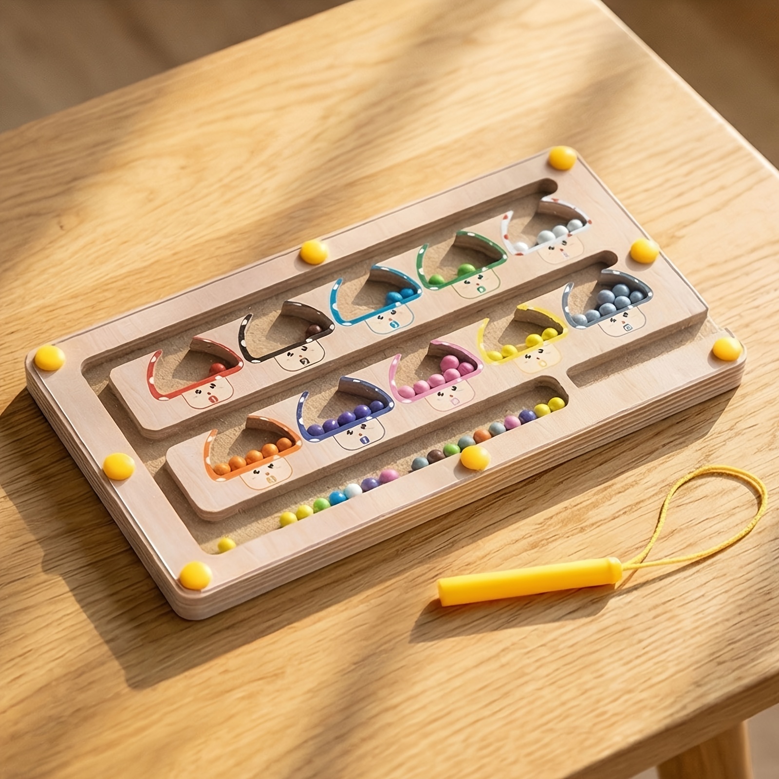 Image of Magnetic Color And Number Maze, Wooden Mushroom Magnetic Maze Puzzles Toys, Activities Counting Color Sorting Fine Motor Skills Learning Toys For Kids Birthday, Halloween, Christmas Gifts