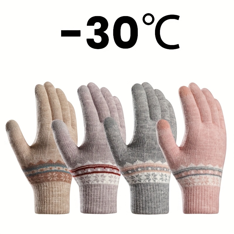 

Winter Screen Gloves Women Stretchy Knitting Mittens Acrylic Full Finger Gloves Female Ladies Knitted Winter Gloves