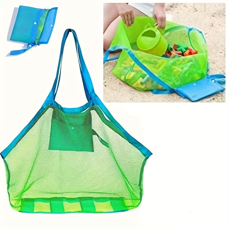 large mesh beach tote bag foldable quick dry lightweight durable nylon with fixed shoulder straps for travel camping and vacation storage beach ba