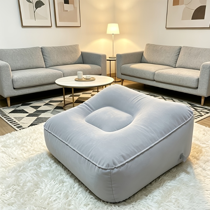 Reposapiés inflable para uso doméstico, almohada de soporte portátil para piernas, reposapiés de clase económica, apto para escritorios domésticos, exteriores y uso en coche — Gris