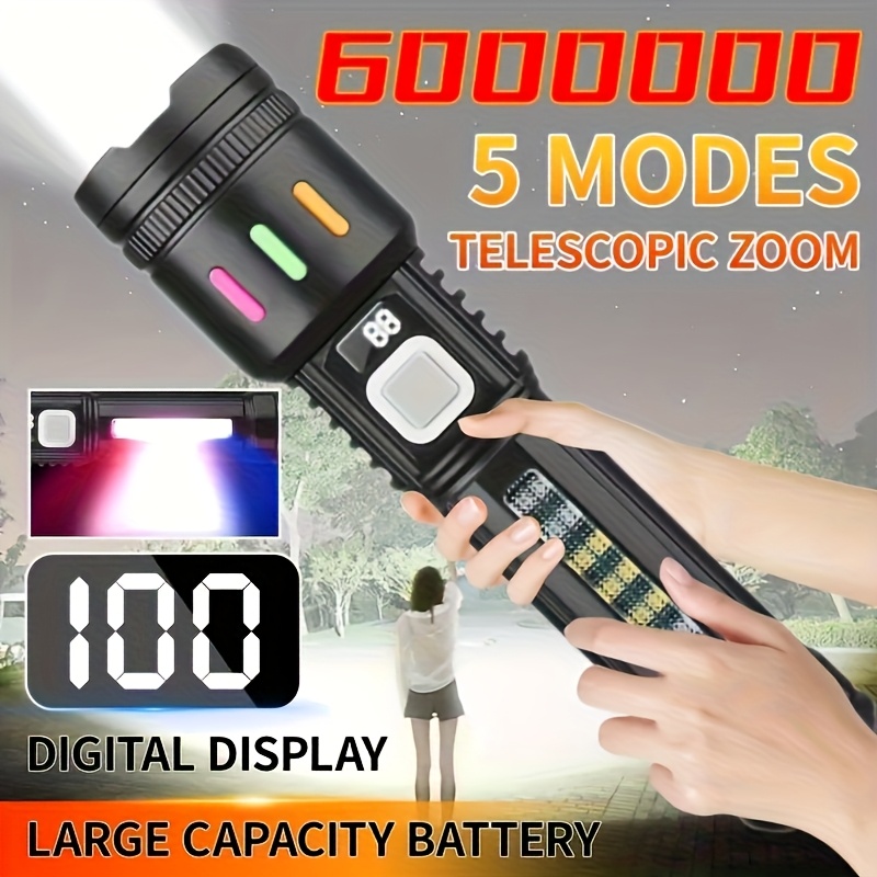 MODOAO Solar LED Torch - USB Rechargeable, 3 Light Modes, Waterproof, Handheld Flashlight