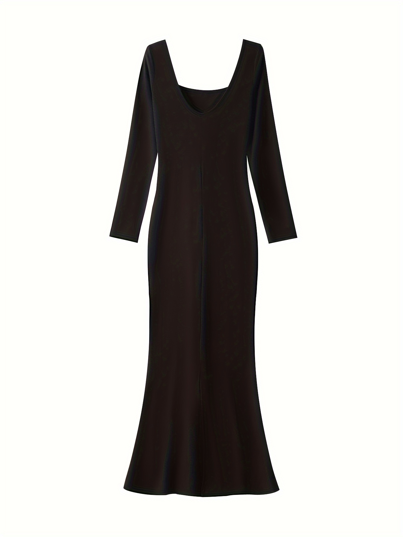 womens ribbed long sleeve maxi dress fitted solid color - Temu