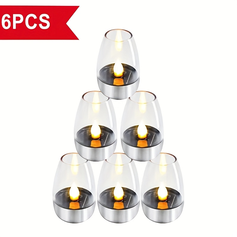 TEMU 6pcs Solar Outdoor Candle Garden Night Light, Solar Desktop Night Light, Balcony Outdoor Candle Light, Smokeless Candle Light, Ip44 Waterproof,