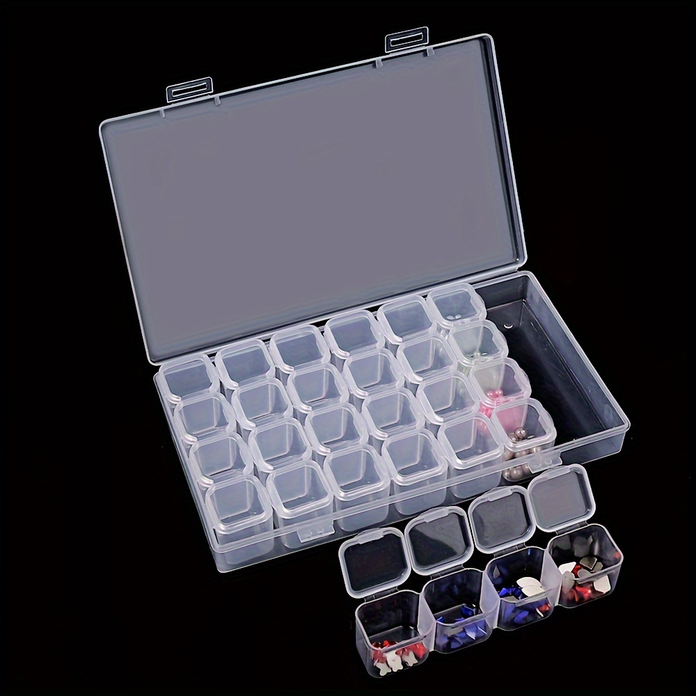Image of 28-grid Transparent Storage Box, Detachable Portable Nail Art Accessory Organizer, Small Storage Box, Premium , Acrylic Container - 1pc