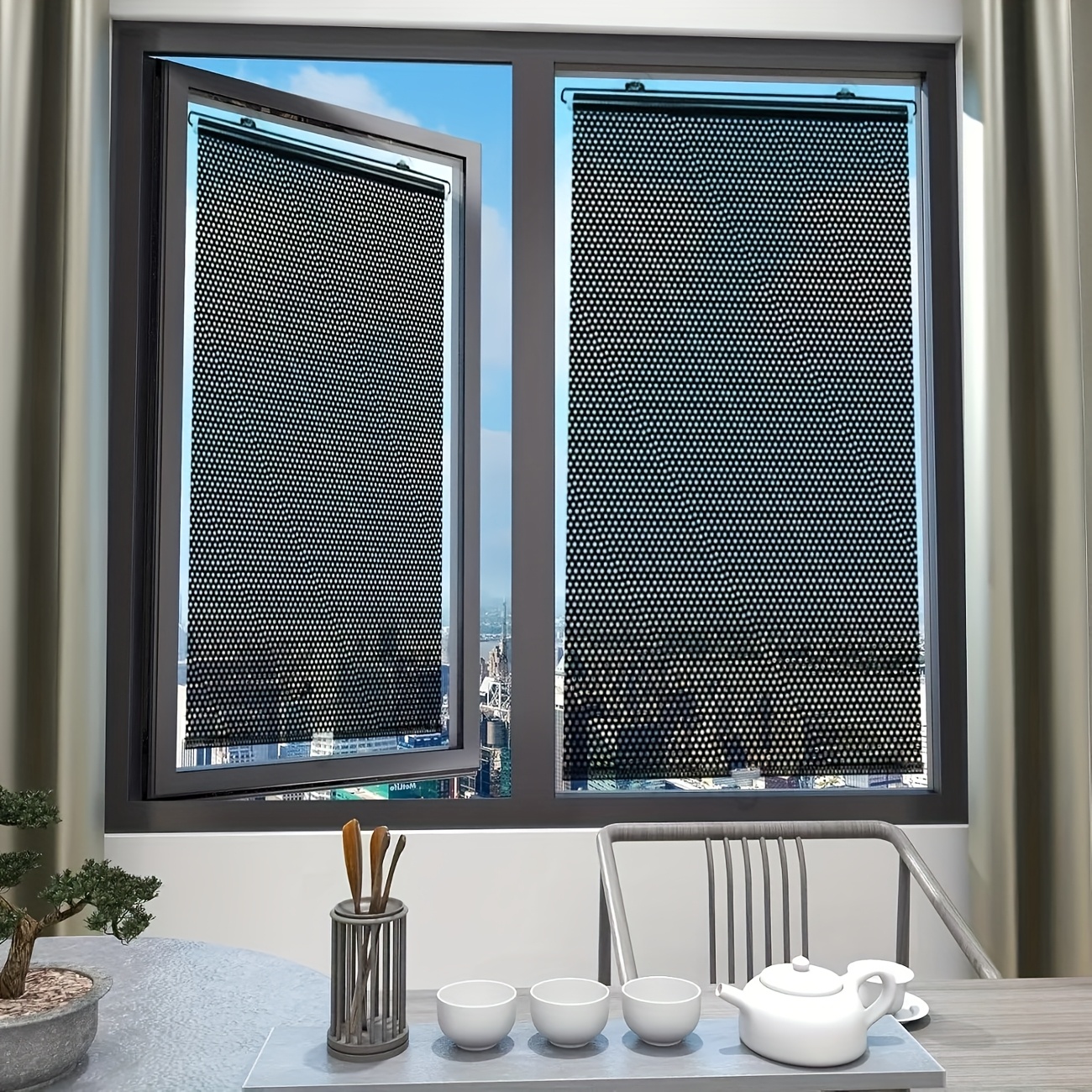 Uxcell 40cm X 60cm Retractable Vehicle Window Sun Shade - Black Roller Curtain - Universal