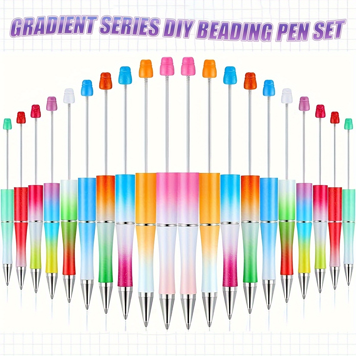 

20pcs Gradient Series Diy Beaded Pen Combination Home Office Signature Pen Fun Gift Diary Gift Pen Birthday Gift Party Gift Without Beading (black Ink)