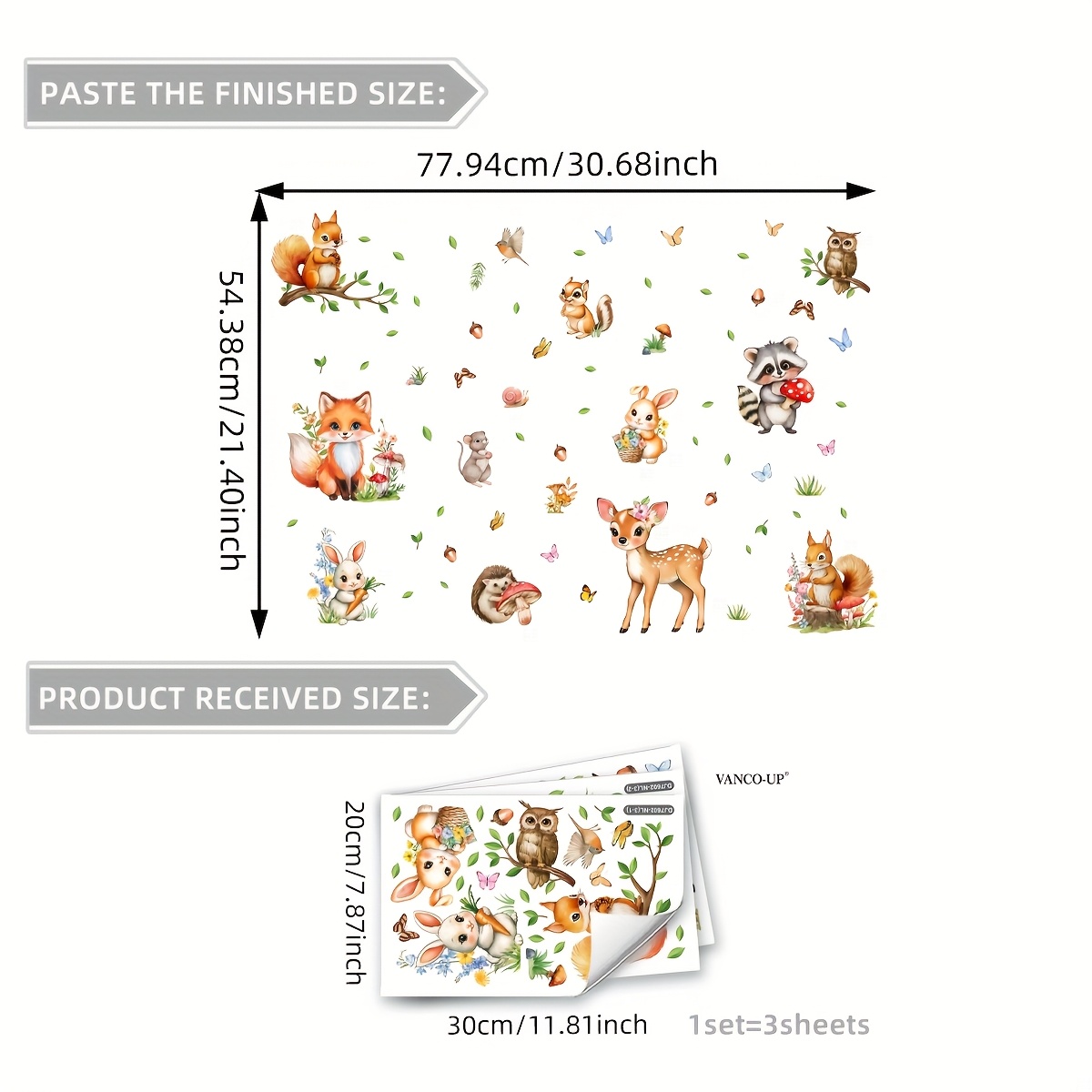 A Set Of 3 Small Animals Leaf Butterflies Window Home Decorative Glass Stickers Static Cling Double-sided Visual Pattern