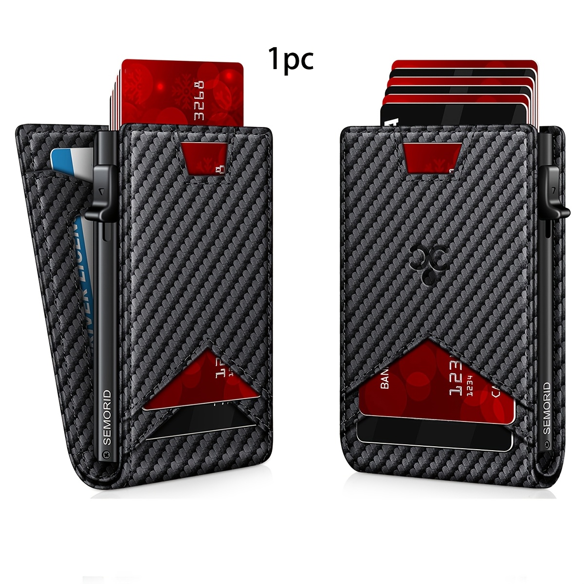 TEMU Men'-thin Wallet With Rfid Shielding And Double-fold Front Pocket, Money Clip With Card Holder | Gift For Men