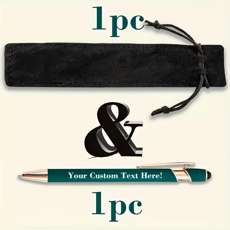 TEMU 2pcs Custom Engraved Round Ballpoint Pen Set - 1 Retractable Touchscreen Stylus Pen With Pocket Clip, Multiple Colors Available - Ideal Gift For