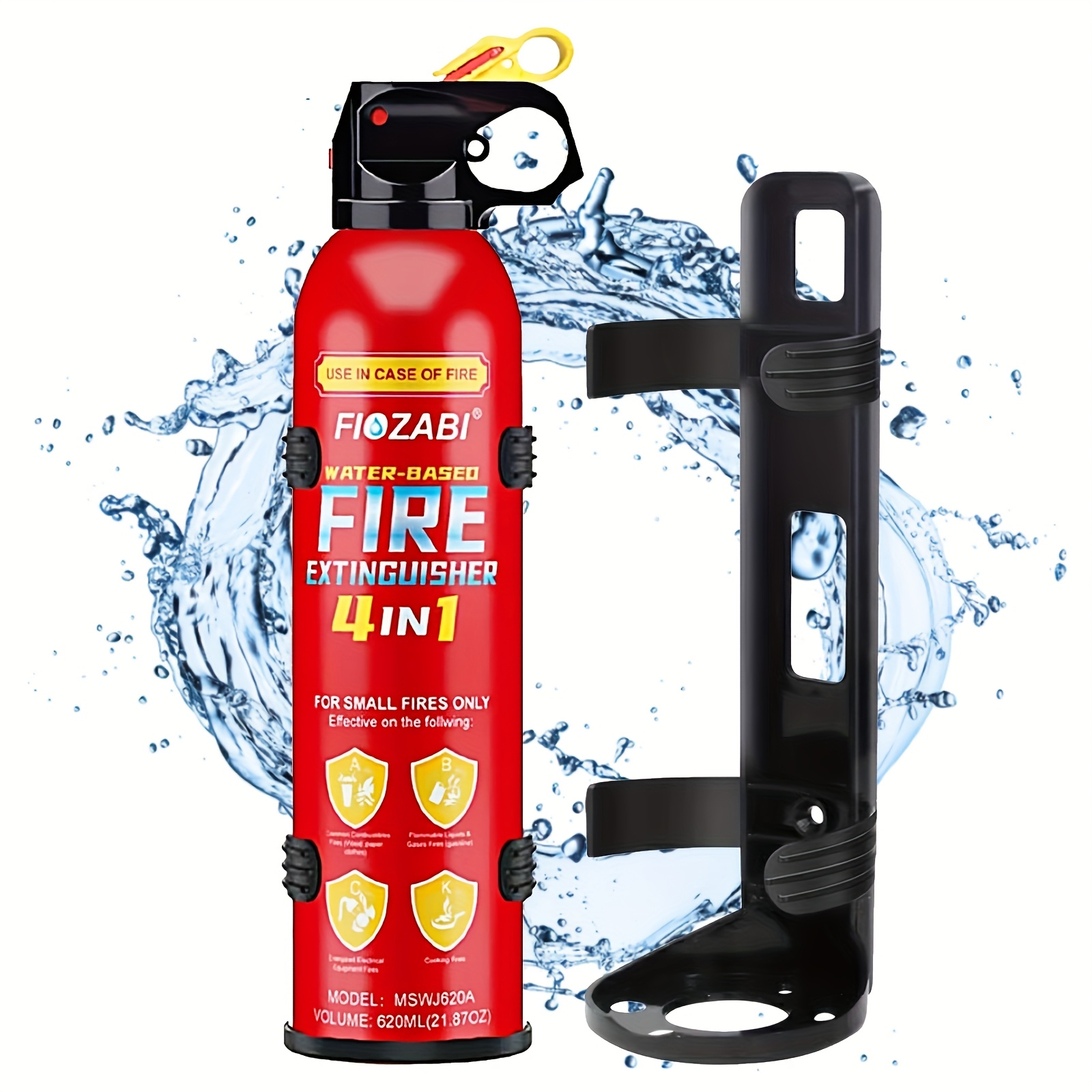 TEMU 4 In-1 Portable Fire Extinguisher Spray With Bracket For Home, Vehicle, Kitchen, Garage, 0.5-a::c:5k Water-based Fire Extinguishers, 21.87 Oz