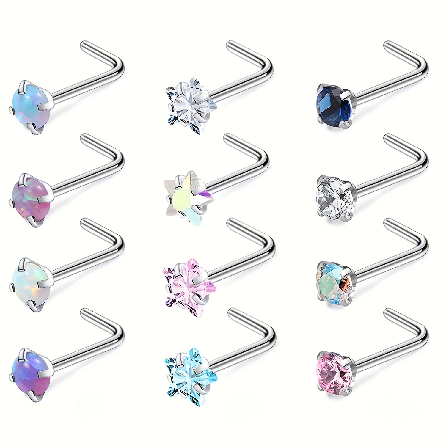 TEMU Hypoallergenic Nose Rings 12pcs 08mm10mm Surgical Stainless Steel Nose Rings Studs L Shaped Screw Studs Rings Cubic 3a Zirconia Nose Ring TEMU Hypoallergenic Nose Rings 12pcs 08mm10mm Surgical Stainless Steel Nose Rings Studs L Shaped Screw Studs Rings Cubic 3a Zirconia Nose Ring