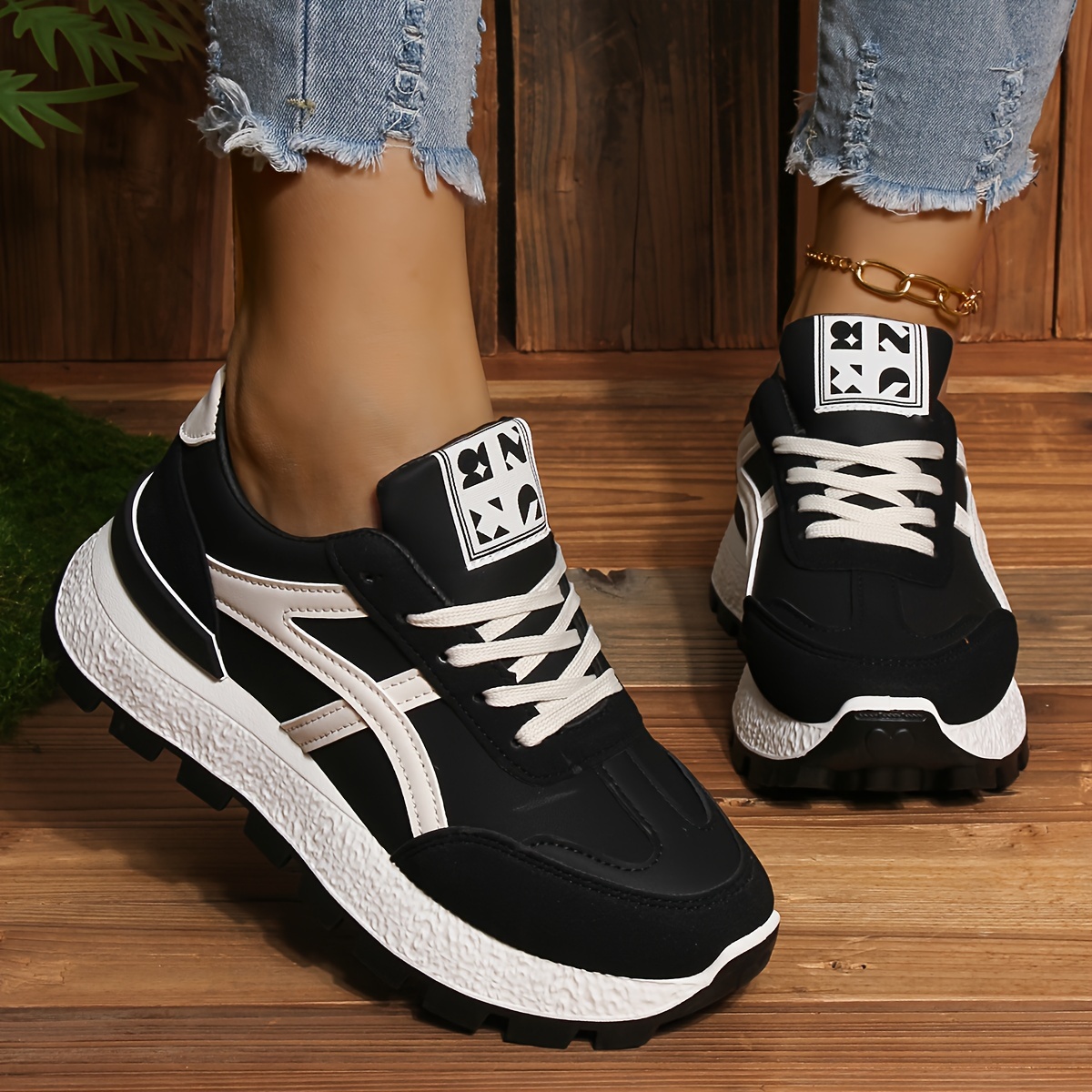 

Women's Casual Lace Up Sneakers, Platform Soft Comfort Shoes, Low-top Shoes