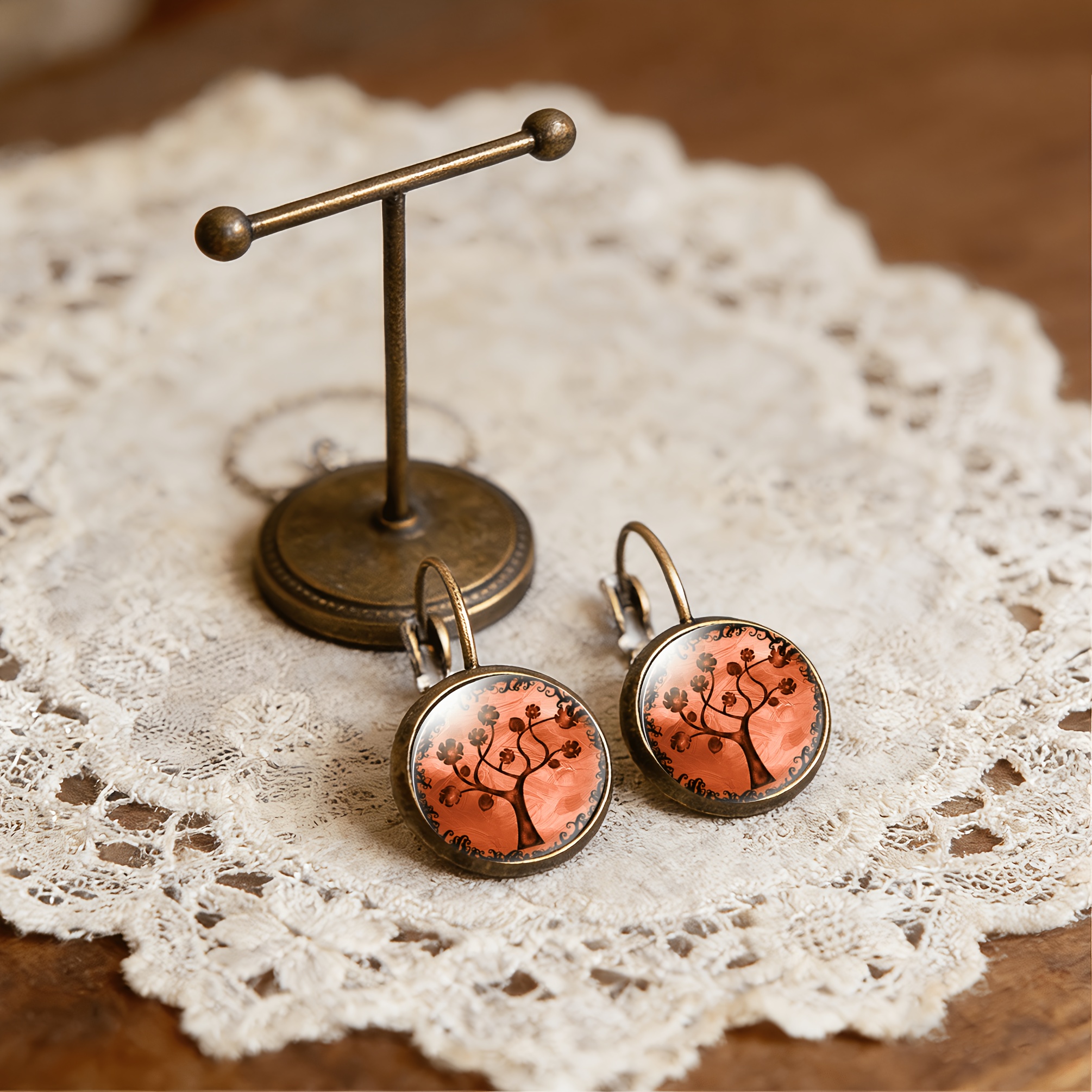 2pcs Set of Classical Earrings with Artistic Tree Design