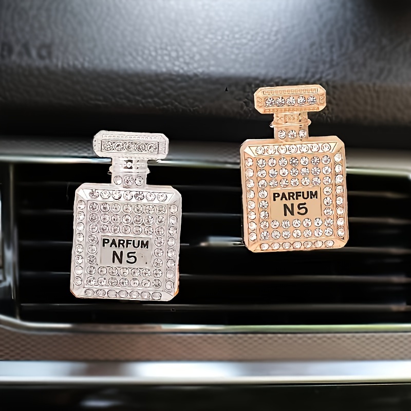 

Luxury Rhinestone Perfume Bottle Car Exhaust Clip - Aromatherapy Diffuser & Decorative Accessory With Scented Options