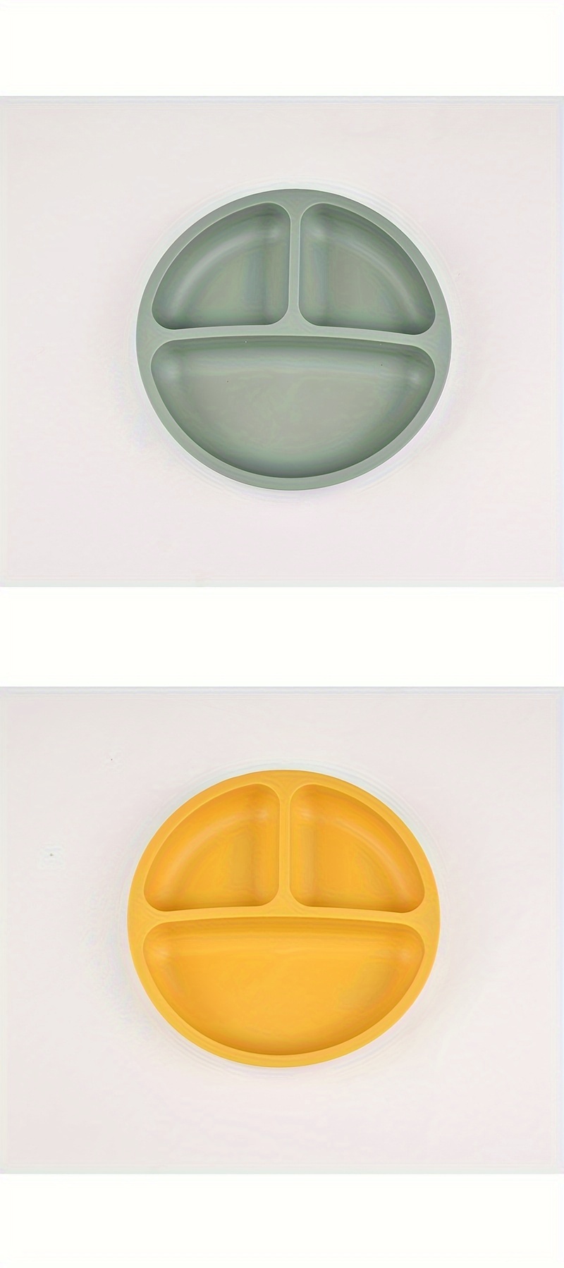   food grade silicone dinner plate three compartments round thickened reinforced round plate high temperature resistant soft plate training tableware compartment plate details 6