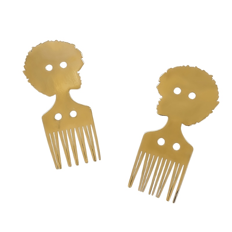 TEMU Pair Of African Face Comb Earrings, Style With A And , Suitable For Ethnic-style Clothing, Music Festivals, Or As A Gift For Trendsetters