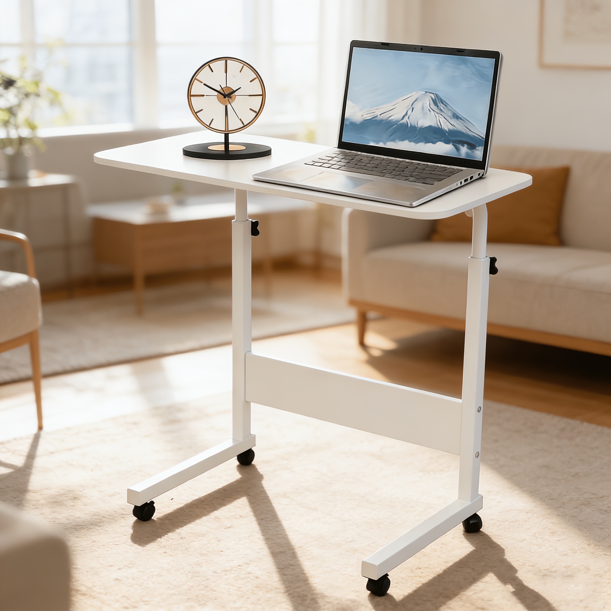 TEMU Tavolino Laterale Mobile: Scrivania per Computer da 23.7 pollici/ pollici con Ruote, Carrello Mobile Regolabile in Altezza per Laptop, Tavolino