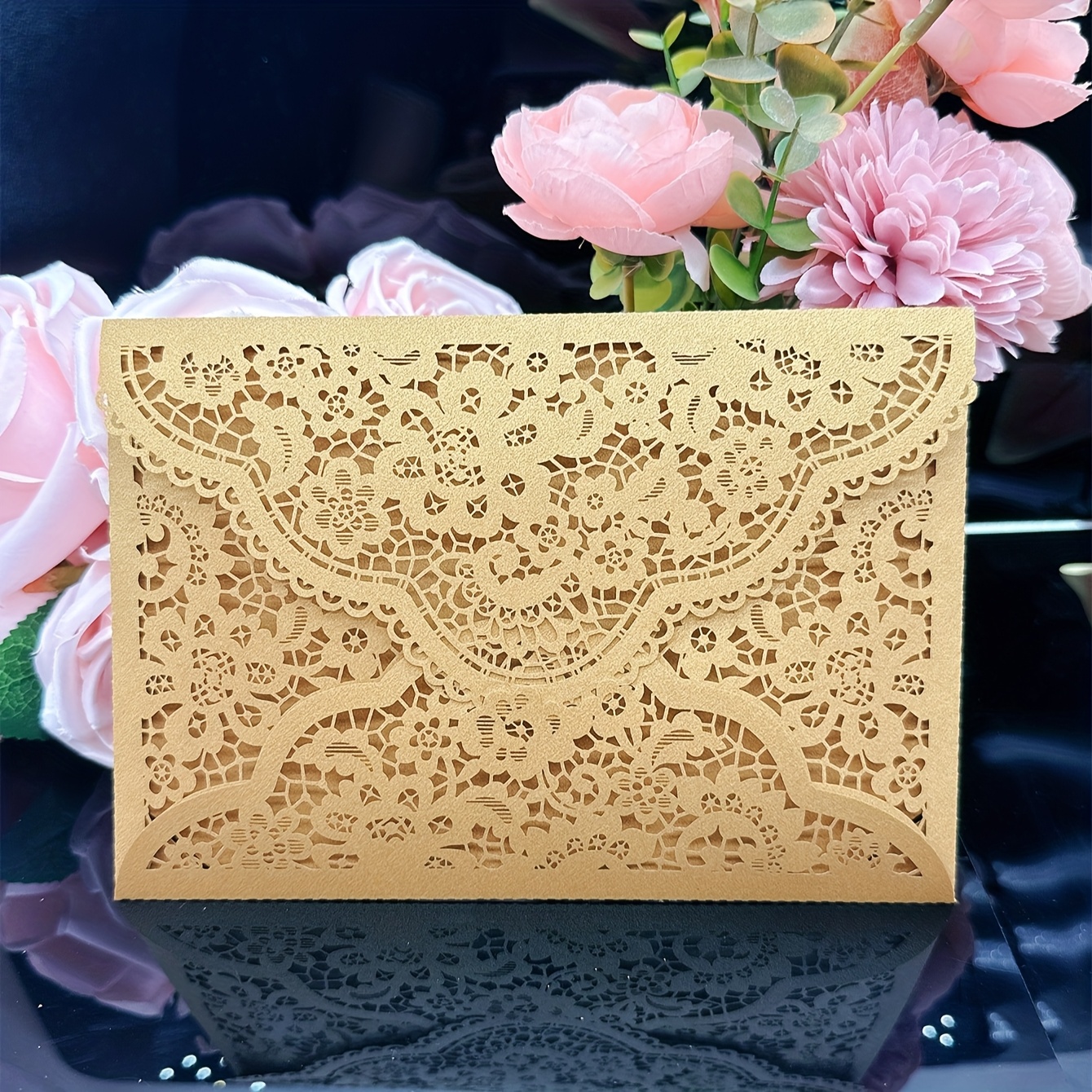 TEMU 25/50pcs Laser-cut Envelope-style Invitation/greeting Cards, Suitable For Weddings, Engagements, Wedding Birthdays, Baptisms, And Baptism Party