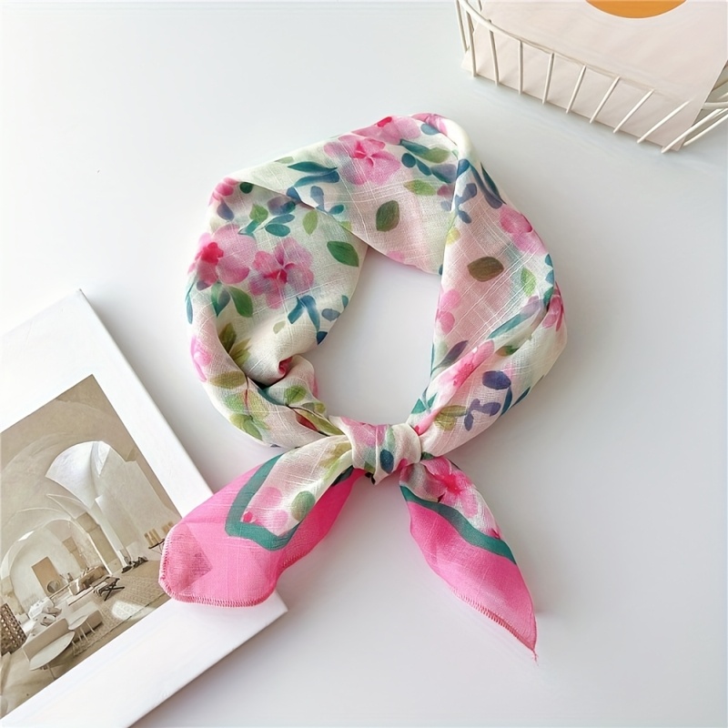 TEMU Women's Printed Satin Square 22.83 Inches, Fashionable And Versatile, Soft To The Touch, Lightweight Design, Suitable As A Neck Scarf, Hair Band