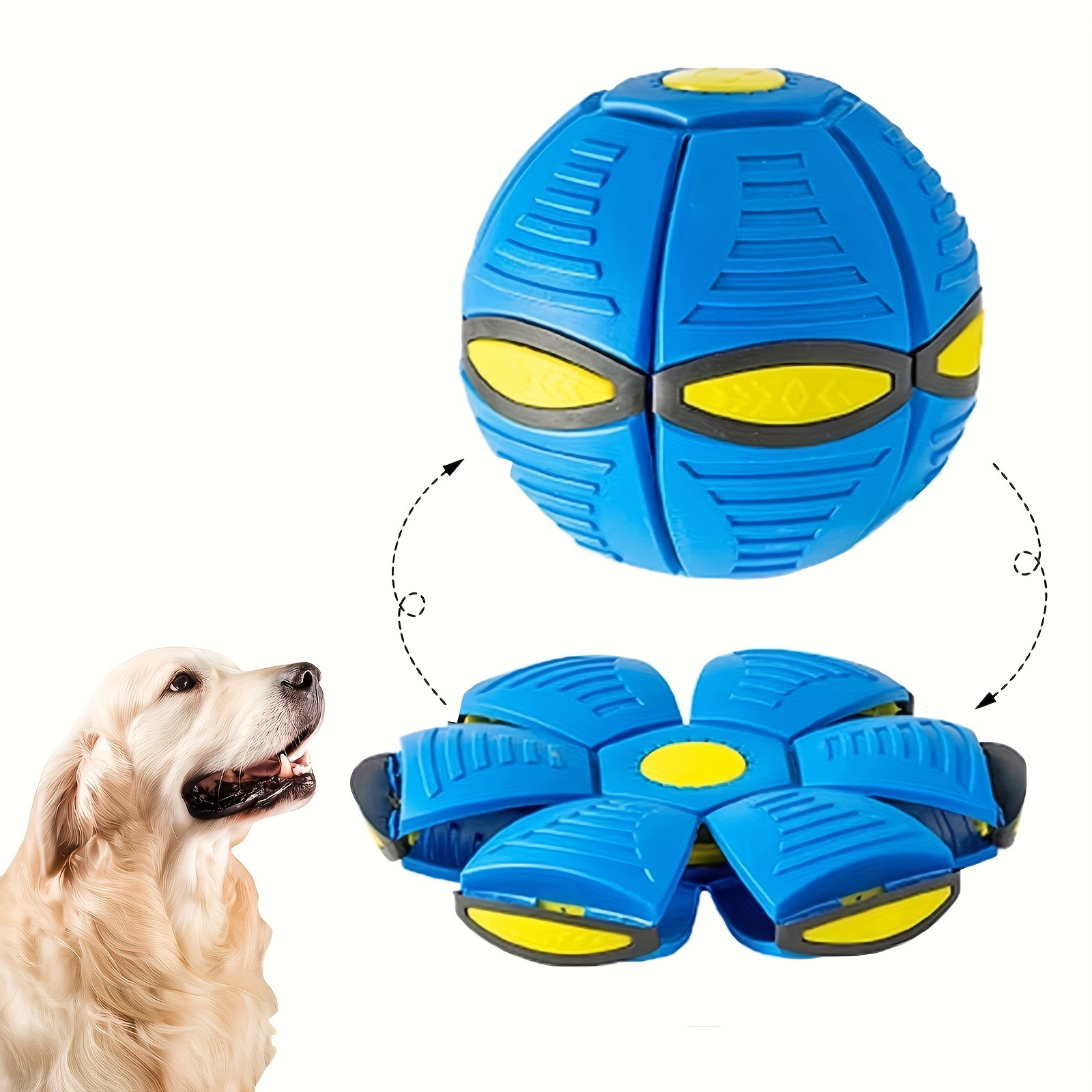 

Interactive Dog Toy Ball And Flying Disc - Plaid Pattern, Durable Plastic, Collapsible Design, Recommended For Medium Breeds, Manual Operation Without Batteries