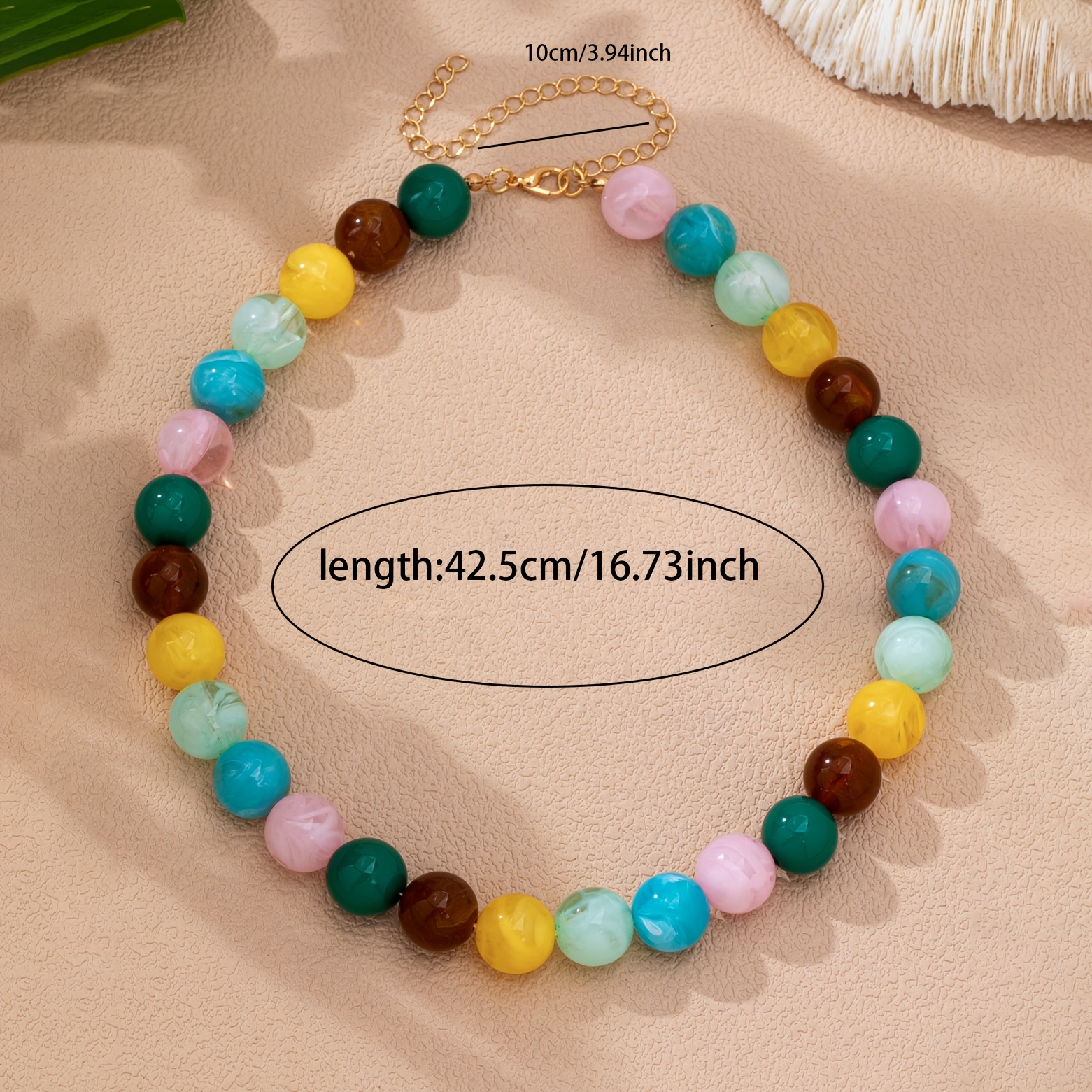 Layered Mixed Color Resin Ball Beaded Necklace Set