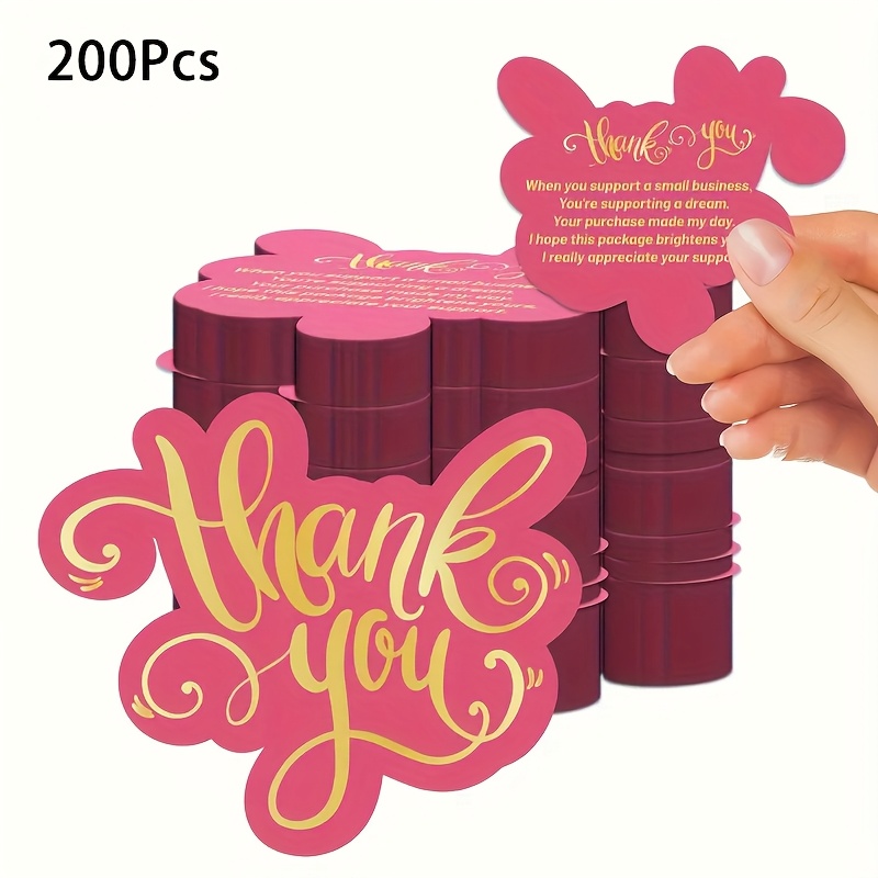 

200-pack Pink Matte Double-sided Thank You Cards, Small Business Customer Appreciation, For Weddings, Birthdays, Good Luck - Gratitude & Build Customer