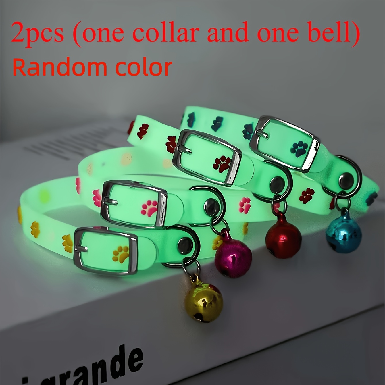 TEMU Random 1pc Collar And 1pc Bell Out Of 2pcs Set, -dark Pet Collar, Cute -dark Pet Collar, Night Safety Anti-loss Collar, Suitable For Small Dogs