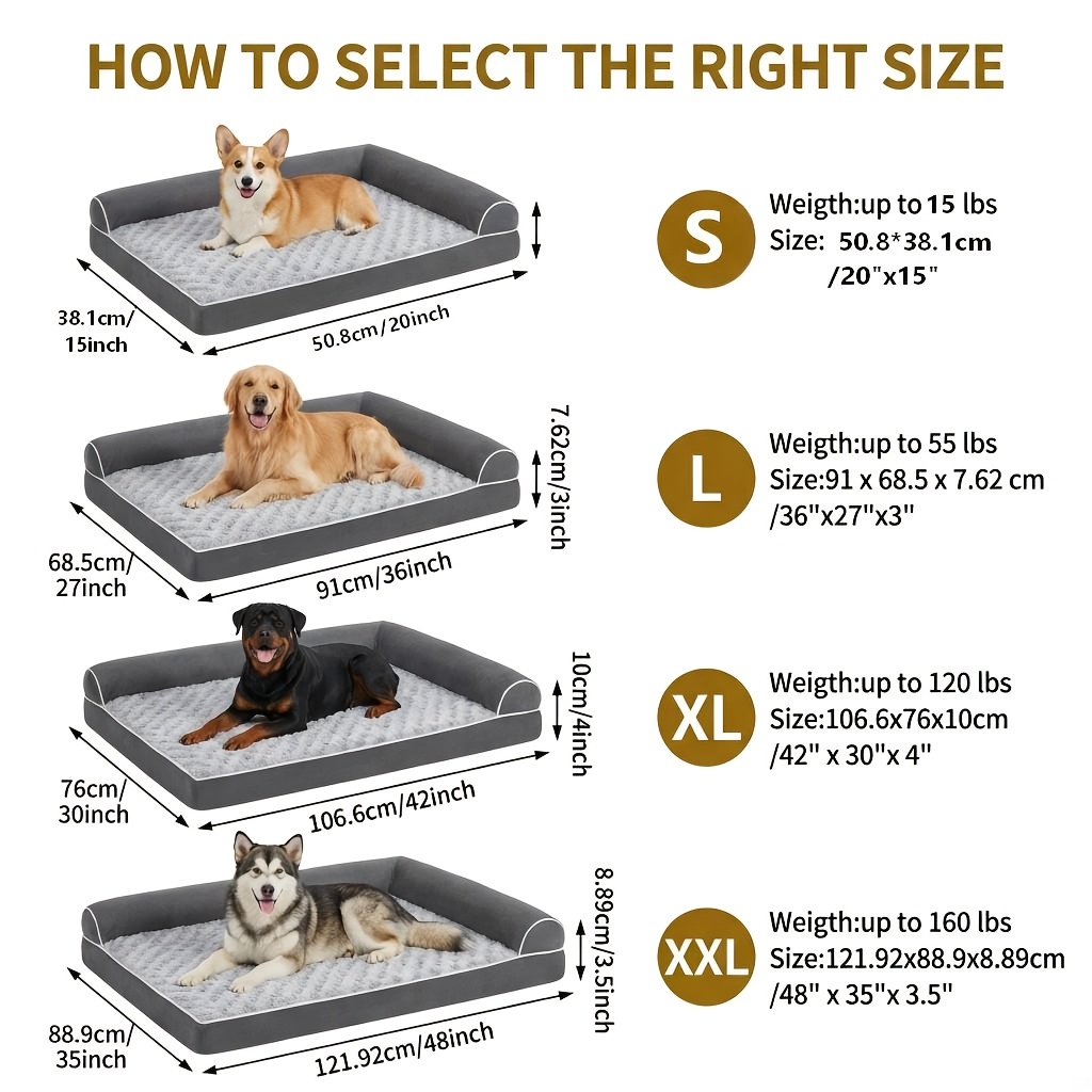 TEMU Orthopedic Dog Sofa Bed For Large Dogs - Removable Washable Cover, Protective Lining, And Non-slip Bottom.