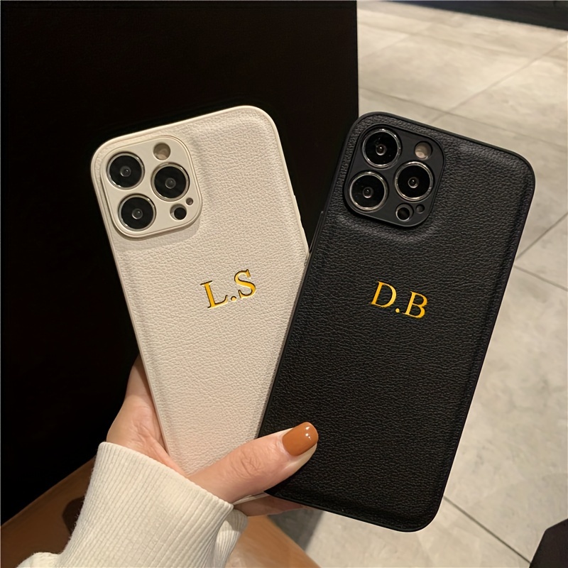 

Personalized Phone Case For 15 14 11 Pro Max 15 14 Plus Customized Name Letters 3d Embossed Engraved Golden Hot Stamping Process Luxury Ins Korea Pattern Faux Leather Case For 15 14 11 Pro Max Gifts