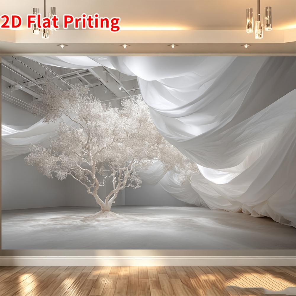 Neutral Minimalist Tree White Backdrop for Weddings