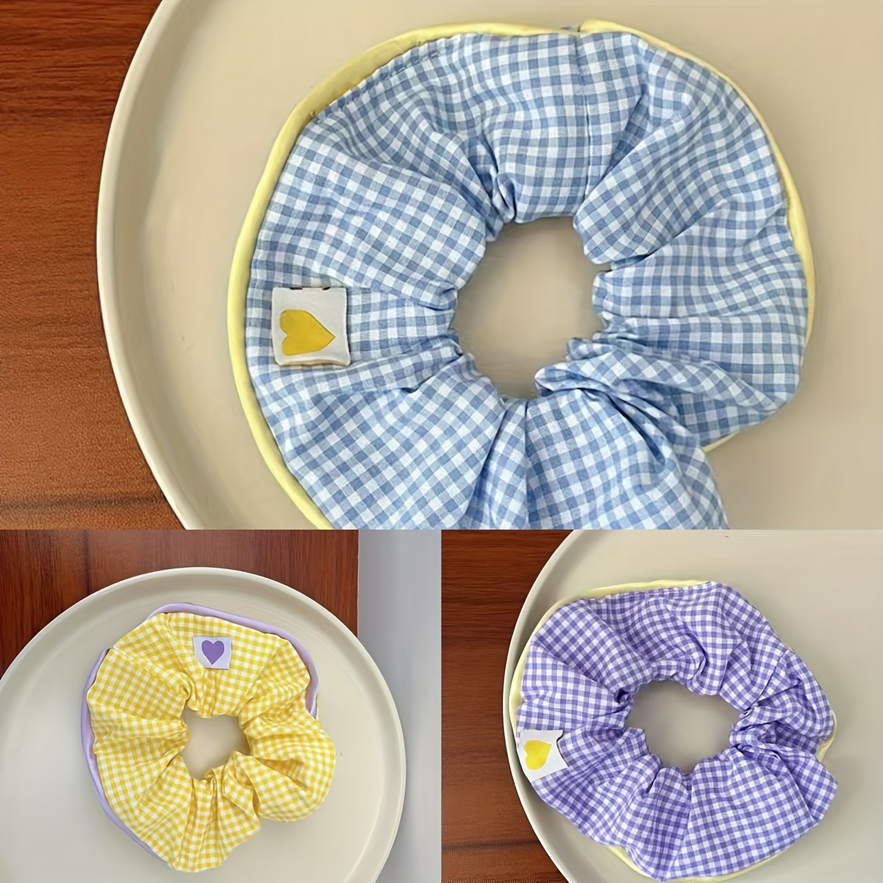 Image of 3pcs Fashion Dopamine- Hair Circle Sweetheart Pattern, Multi-functional Fashion Headband For Ladies And, Suitable For Nylon Female Heart Candy Color Hair Circle -one Rope Ball